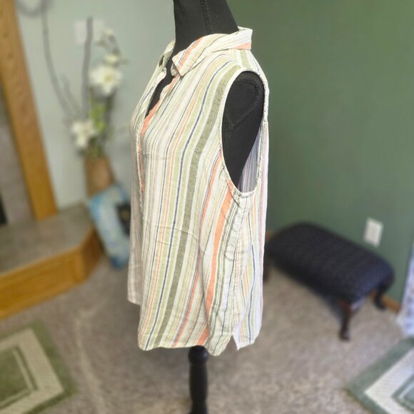 Croft & Barrow Multicolor Striped Sleeveless Button-Down Top – Size L - Picture 1 of 4